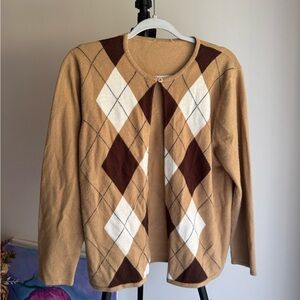 Argyle Pattern Cardigan Sweater